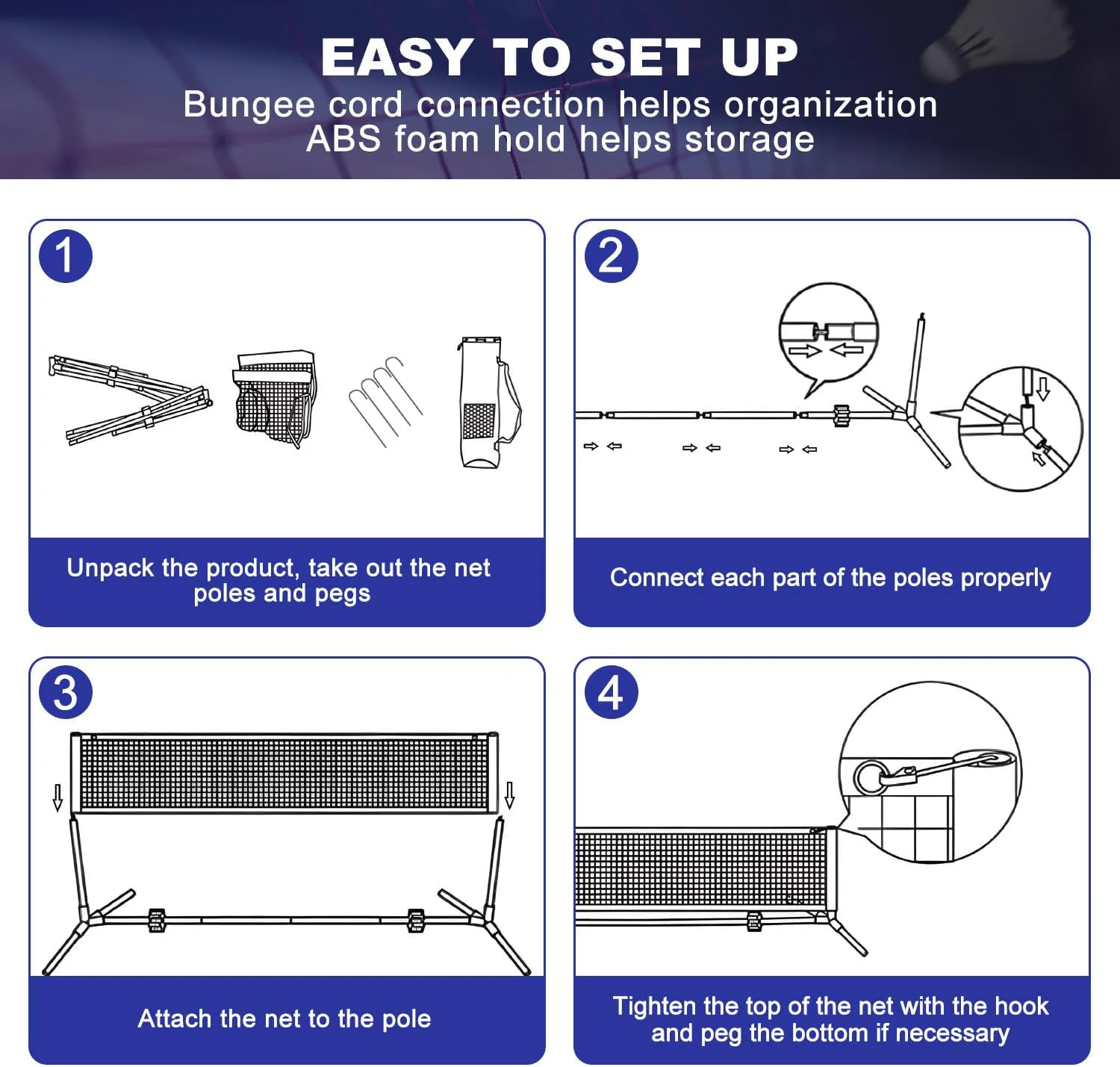Badminton Net - Rede Multiesportiva de Aço de 10FT